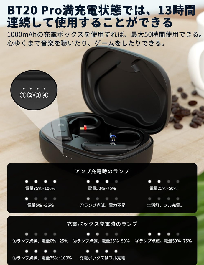 TRN BT20 Pro Bluetooth 5.0 Upgrade Modul für kabelgebundene In-Ear Kopfhörer mit austauschbaren Steckern und Ohrhaken, Schwarz - Bild 5