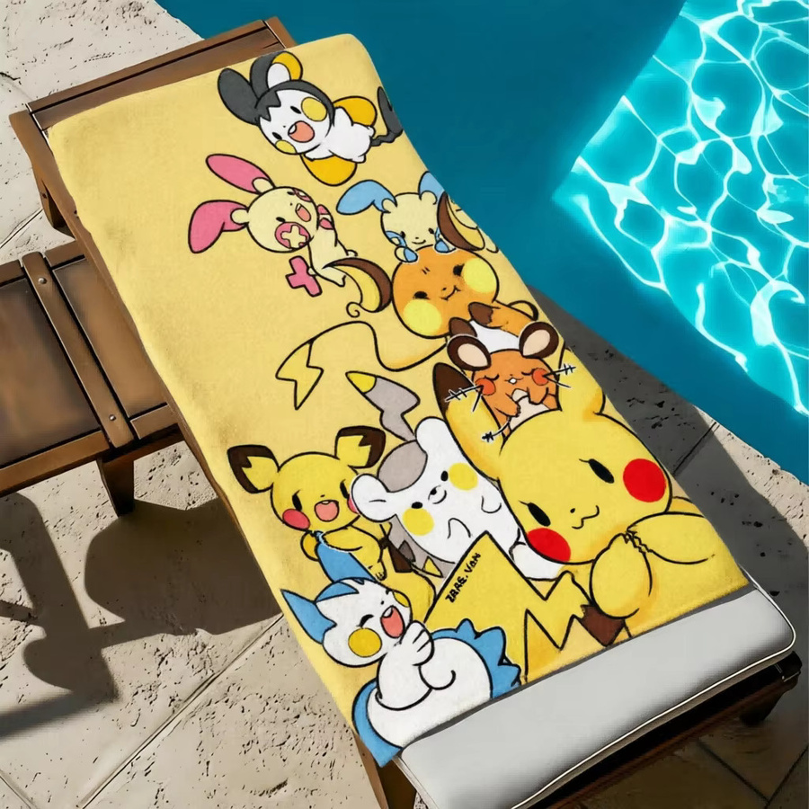 Potdemiel Pikachu Pokemon Strandtuch aus Mikrofaser in Gelb für Kinder und Erwachsene - Bild 2