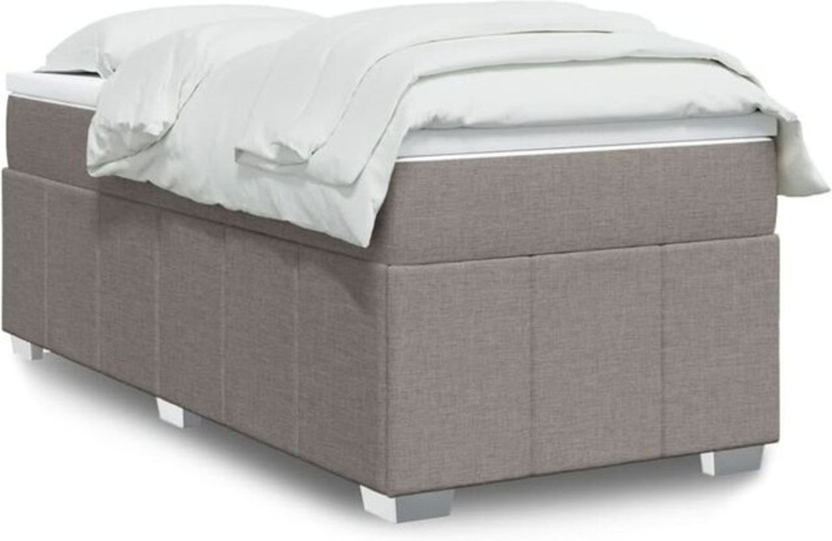 vidaxl Boxspringbett mit Matratze in Taupe meliert und Weiß, Modernes Design aus Stoff und Holzwerkstoff, B/T/H: 200 x 80 x 46 cm - Bild 1