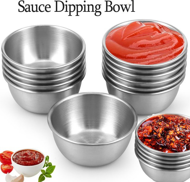 Willstar Dipping Bowl aus Edelstahl in Silber, runde Sauce Schälchen für Gewürze und Saucen, 45 ml oder 55 ml - Bild 1