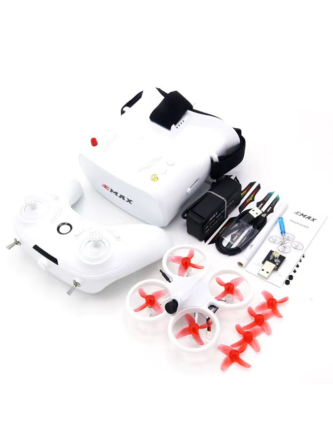 EMAX EZ Pilot 82mm Mini FPV Racing Drone RTF Set für Anfänger mit Kamera und Schutzbrille, Weiß/Bunt - Bild 1