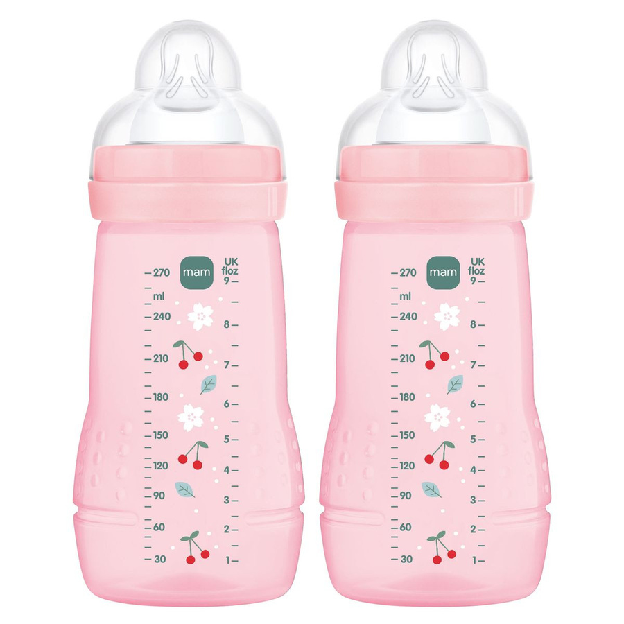 MAM Easy Active Baby Flaschen 2er Pack mit Silikon Sauger, Farbe Pink, 270 ml - Bild 1