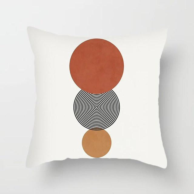 Dekorative Kissenhülle mit abstraktem geometrischem Design aus kurzem Plüsch, doppelseitig bedruckt, B/H: 18 x 18 cm - Bild 1