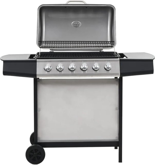 vidaXL Gasgrill aus Edelstahl in Silber mit 6 Flammen, elektronischer Zündung und Warmhalterost - Bild 1