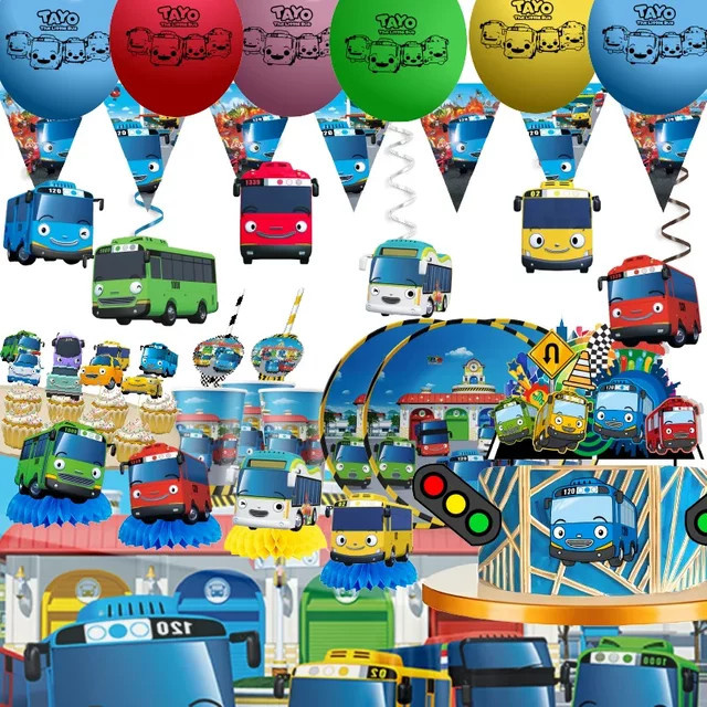 Tayo der kleine Bus Partydekoration mit Ballon-Banner und Hintergrund für deine Babyparty - Bild 1
