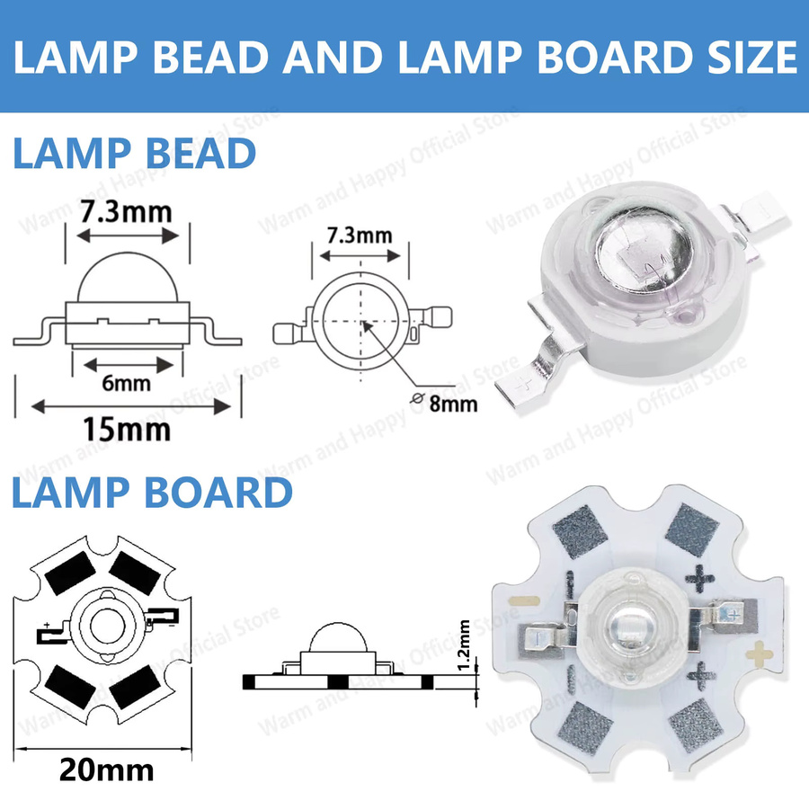 UV-LED 3W 395nm 405nm Leuchtdiode mit 20mm Aluminium-PCB in Silber - Bild 2