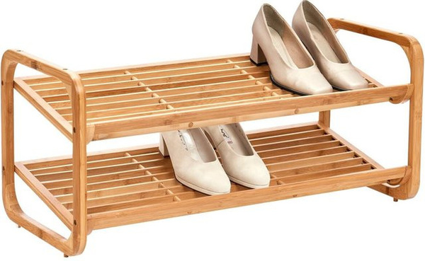 Zeller Schuhregal aus Bambus in Natur mit 2 Ablagen, B/T/H: 74 x 33 x 33 cm