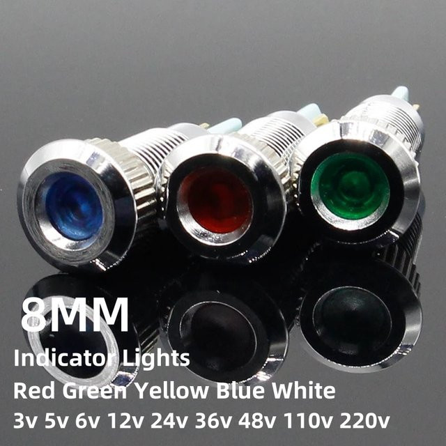 ELECAPITAL LED Signallampe aus Metall, wasserdichte 8mm Anzeigeleuchte in Rot und Multicolour, 6V 12V 24V 220V - Bild 1