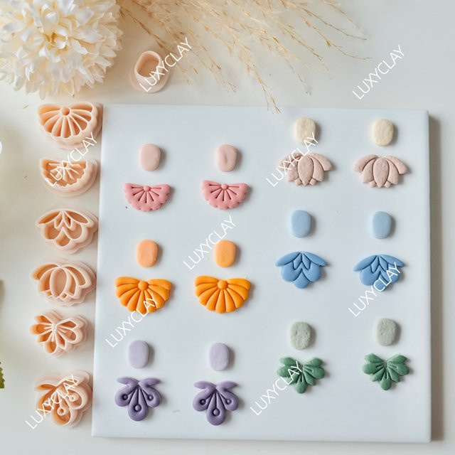 7-teiliges Set geprägte Blumen-Formen aus Kunststoff für die Schmuckherstellung und Polymer-Ton-Bastelarbeiten in Multicolour - Bild 1