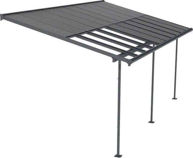 Palram Canopia Terrassenüberdachung Sierra Cabrio in Grau, Wandmontage mit Polycarbonat-Dach und Regenrinne, B: 6,19 m x T: 2,95 m - Bild 1