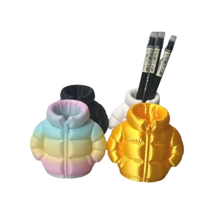 Kreativer Stifthalter im Daunenjacken-Design aus Öko-PLA-Material, Mehrfarbig, Schreibtisch-Organizer und Deko-Ornament - Bild 2