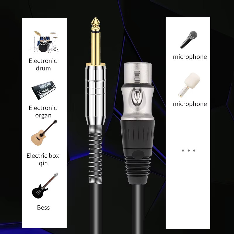 Ruzuo HiFi Mikrofonkabel XLR 3-polig auf 6,5mm Klinke in Schwarz für Lautsprecher, Mischer und Verstärker - Bild 4