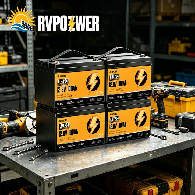 RVPOZWER 12,8V 100Ah LiFePO4 Lithium-Eisenphosphat-Batterie mit 1280Wh Nennkapazität und integriertem 100A Smart BMS für Wohnmobile und Reiseanhänger - Bild 1