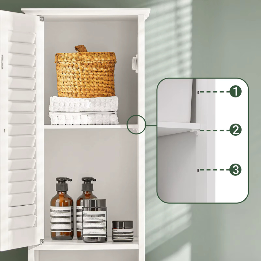 SoBuy FRG236 Badezimmer-Hochschrank in Dunkelgrau mit offenem Fach, Schublade und Türen - Bild 3