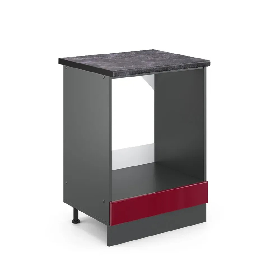 Vicco Herdumbauschrank R-Line Bordeaux Hochglanz Anthrazit Breite: 60 cm, Höhe: 81,6 cm, Tiefe: 60 cm - Bild 2