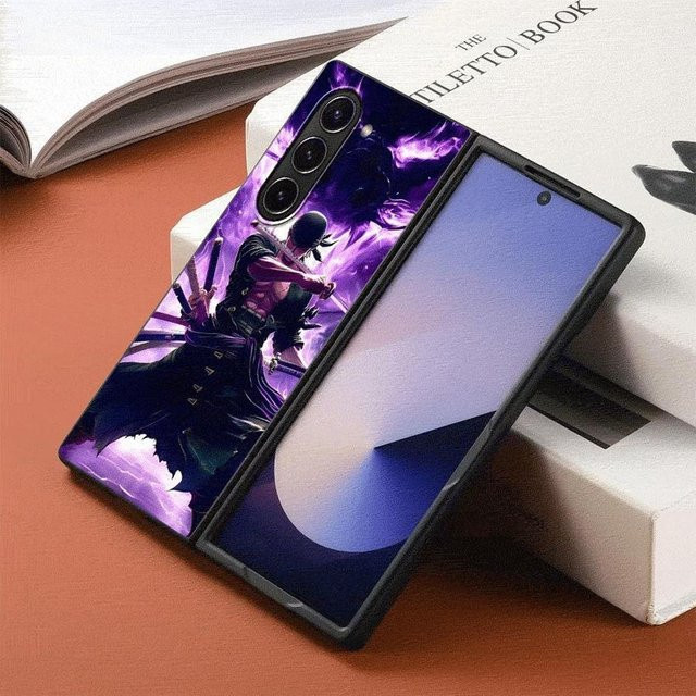 Samsung Galaxy Z Fold 7 6 5 4 3 Handyhülle Case mit One Piece Cool Zoro Design in Schwarz und Lila - Bild 1