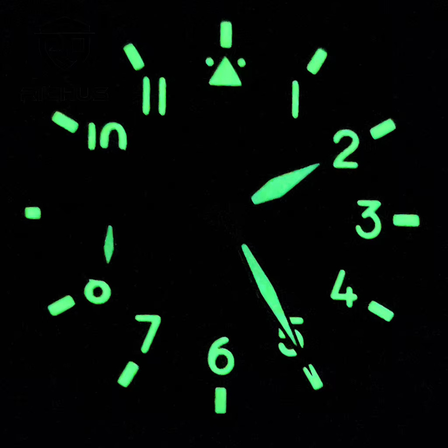 RICHUS Zifferblatt, 37 mm, grün leuchtend, passend für ETA6497 ST3600, Unisex - Bild 3