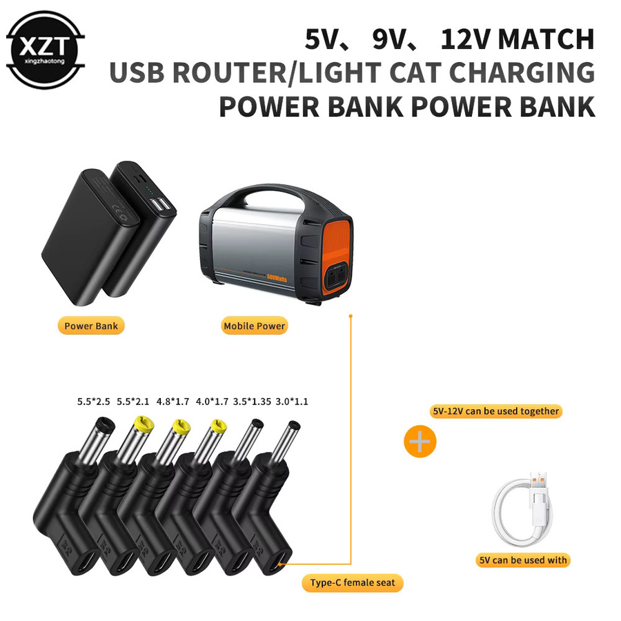 WYMECT USB C auf DC Power Adapter Universal PD Typ C zu DC Jack Stecker Konverter für Router und Tablet, Schwarz - Bild 3