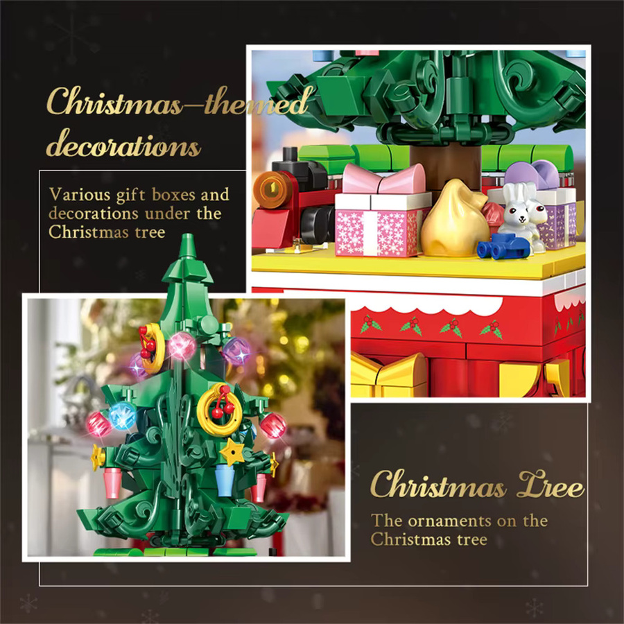 HYMILENARIO Weihnachtsbaum Winter Dorf Bausteine Spielzeug für Kinder ab 6 Jahren, Mehrfarbig - Bild 4