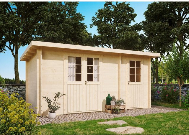 Fjordholz Gartenhaus Carin 44 B mit Halbglas-Tür, Unbehandelt, Beige, B/T/H: 510 x 120 x 68 cm - Bild 1