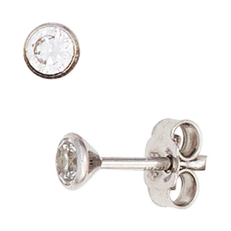 Colfem Ohrstecker 333 Weißgold, Zirkonia, rund - Bild 1
