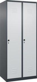 C+P Spind Classic PLUS Garderobenschrank mit 2 Abteilen, Stahlkonstruktion, Anthrazitgrau/Lichtgrau, H x B x T: 185 x 80 x 50 cm - Bild 1