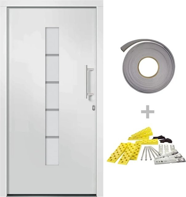 vidaXL Haustür aus Aluminium und PVC in Weiß, modern, B/H: 100 x 210 cm - Bild 1
