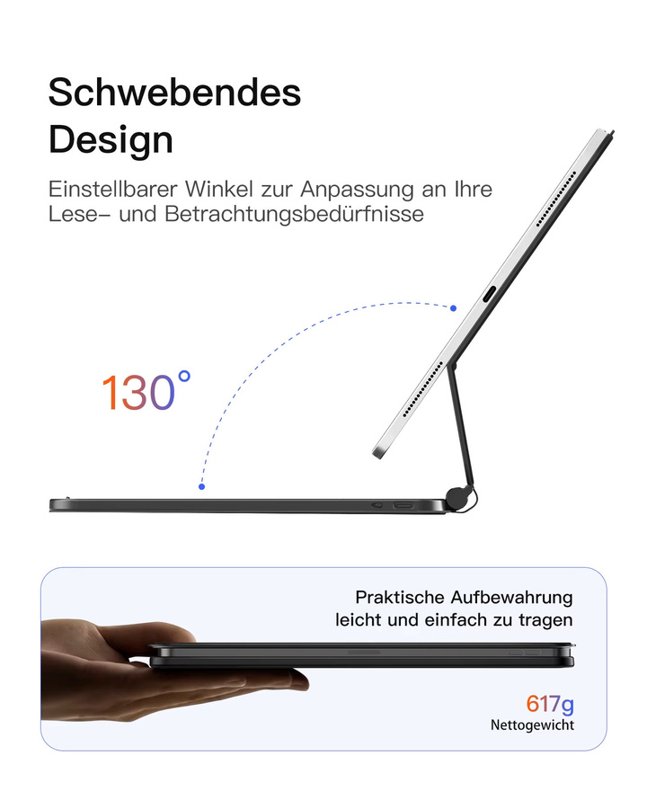 NeoMagic Magnetische Tastatur Hülle für iPad 11 Zoll (A16 2025) und iPad 10, Modell KB09119-10, in Schwarz oder Blau - Bild 2