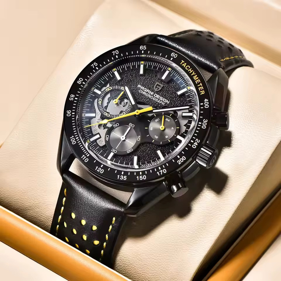 PAGANI DESIGN Chronograph, Quarz, Edelstahl, Schwarz, Herren - Bild 3