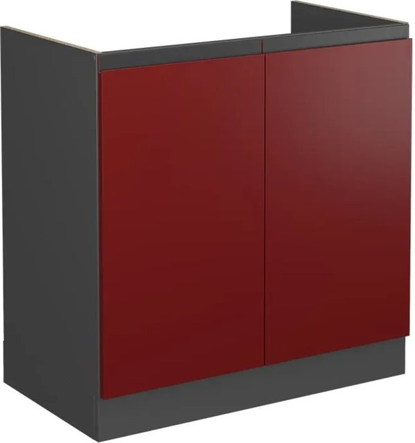 Vicco Spülenunterschrank R-Line J-Shape Küchenschrank in Anthrazit und Rot mit Breite: 80 cm - Bild 2