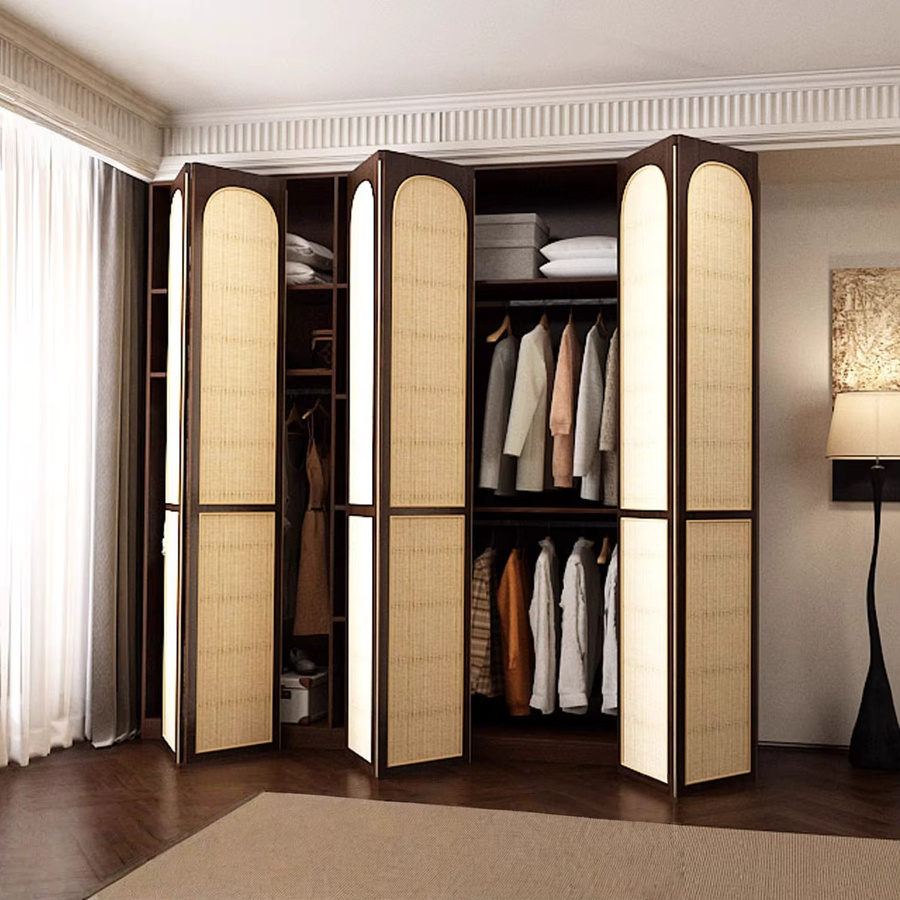 Sunroad Japanische Schiebetür aus Massivholz und gewebtem Bambus im orientalischen Design - Bild 2