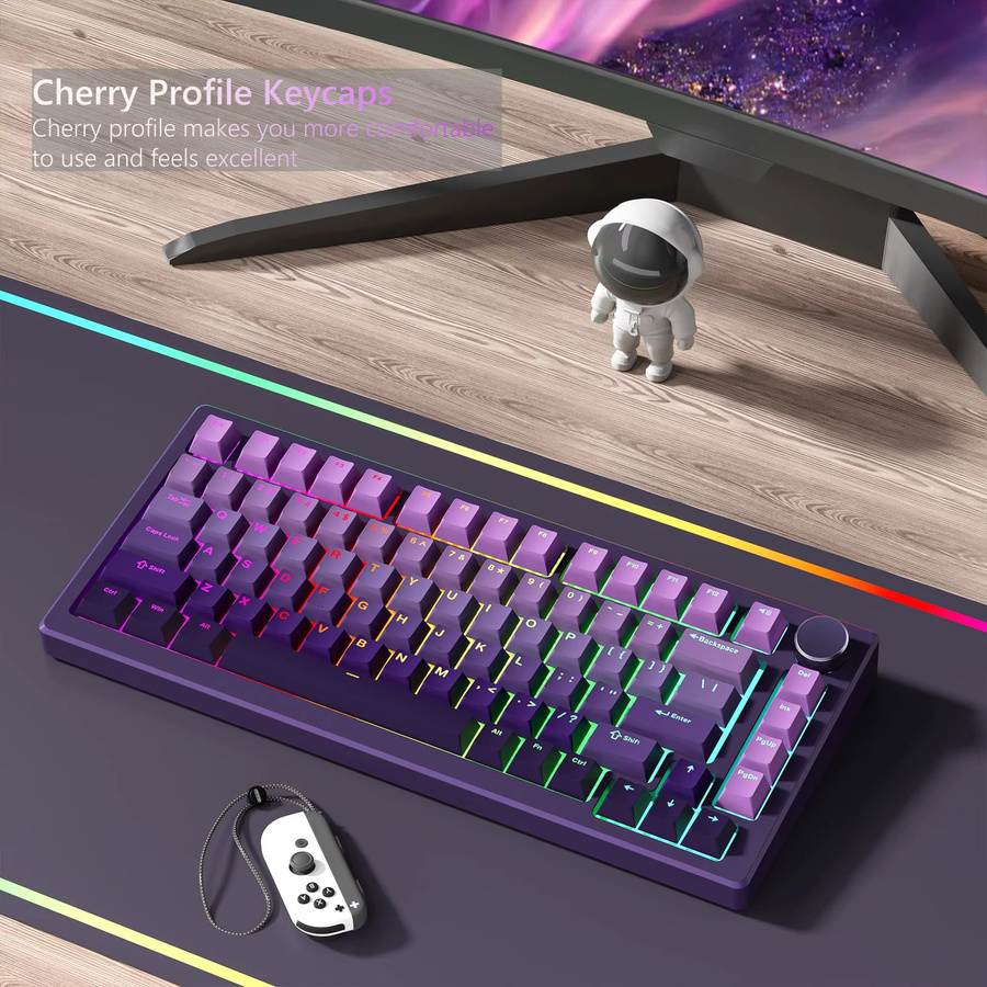 134 PBT Double-Shot Keycaps Lavendel-Lila und Weiß für mechanische Tastaturen mit Cherry und Gateron MX Schaltern - Bild 3