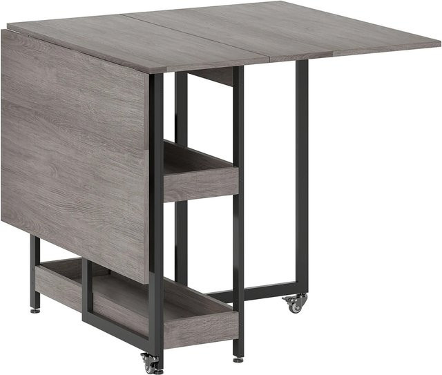 HOMCOM Esstisch aus Spanplatte und Metall in Grau mit ausklappbarer Tischplatte, B: 80 cm, T: 133,4 cm, H: 75 cm - Bild 1