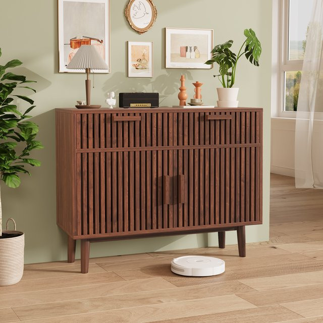 Rosahqnda Konsolentisch aus Holz in Braun mit 2 Schubladen für Flur, Wohnzimmer oder Schlafzimmer - Bild 1