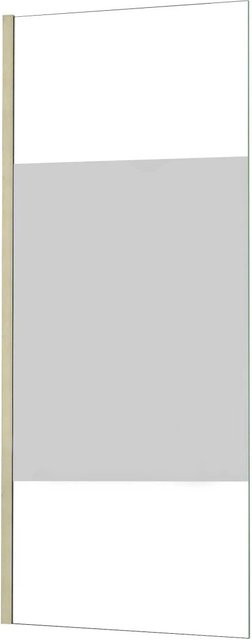 AICA Walk-in Duschwand mit Wandrahmen aus goldfarbenem Edelstahl, 8mm Nano-Glas mit Milchstreifen, B: 110 cm, H: 200 cm - Bild 1