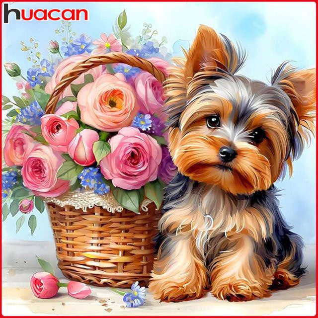 Huacan Hund Rose Diamantgemälde, Bastelset, Bunt / Mehrfarbig - Bild 1
