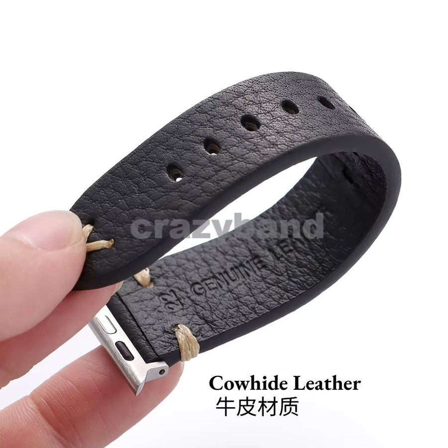 crazyband Uhrenarmband Rindsleder, Schwarz, Unisex - Bild 3
