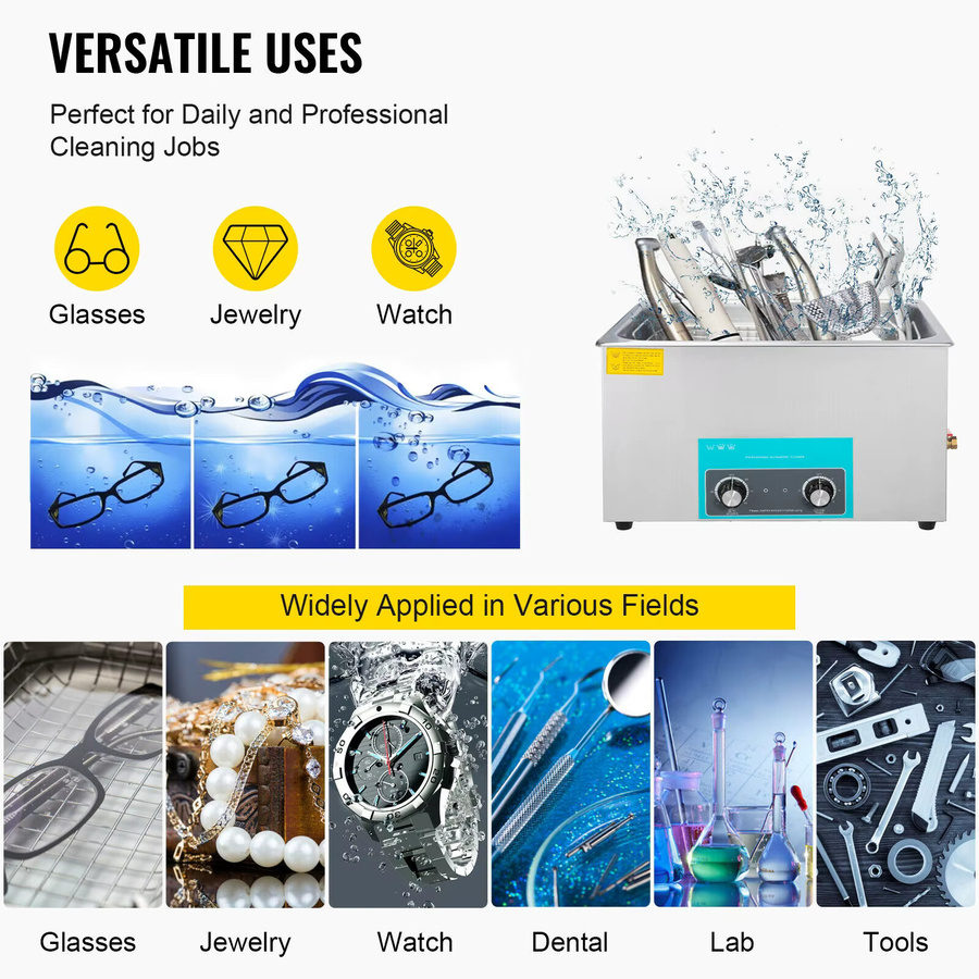 SucceBuy Elektrischer Ultraschallreiniger in Silber aus Edelstahl für Home und Office - Bild 2