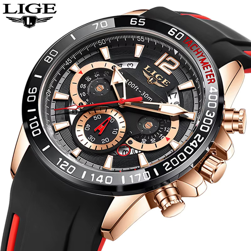 LIGE Armbanduhr Quarz, Silikon, Blau, Herren - Bild 6