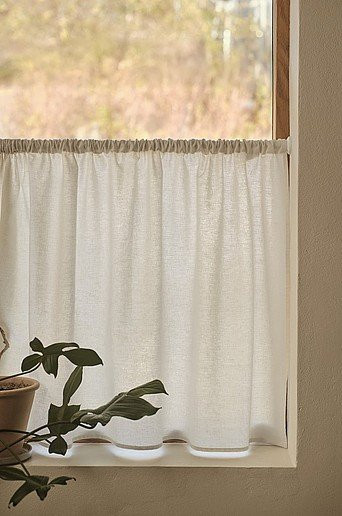 Jotex MILLY Caféhausvorhang aus Leinenmischung in Weiß und Beige, semi-transparent, Höhe: 250 cm - Bild 1