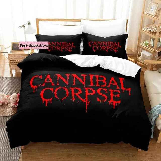 Cannibal Corpse Bettwäsche-Set mit 3D-Skelett-Design in Schwarz, B/T/H: 180 x 210 cm, 3-teilig - Bild 1