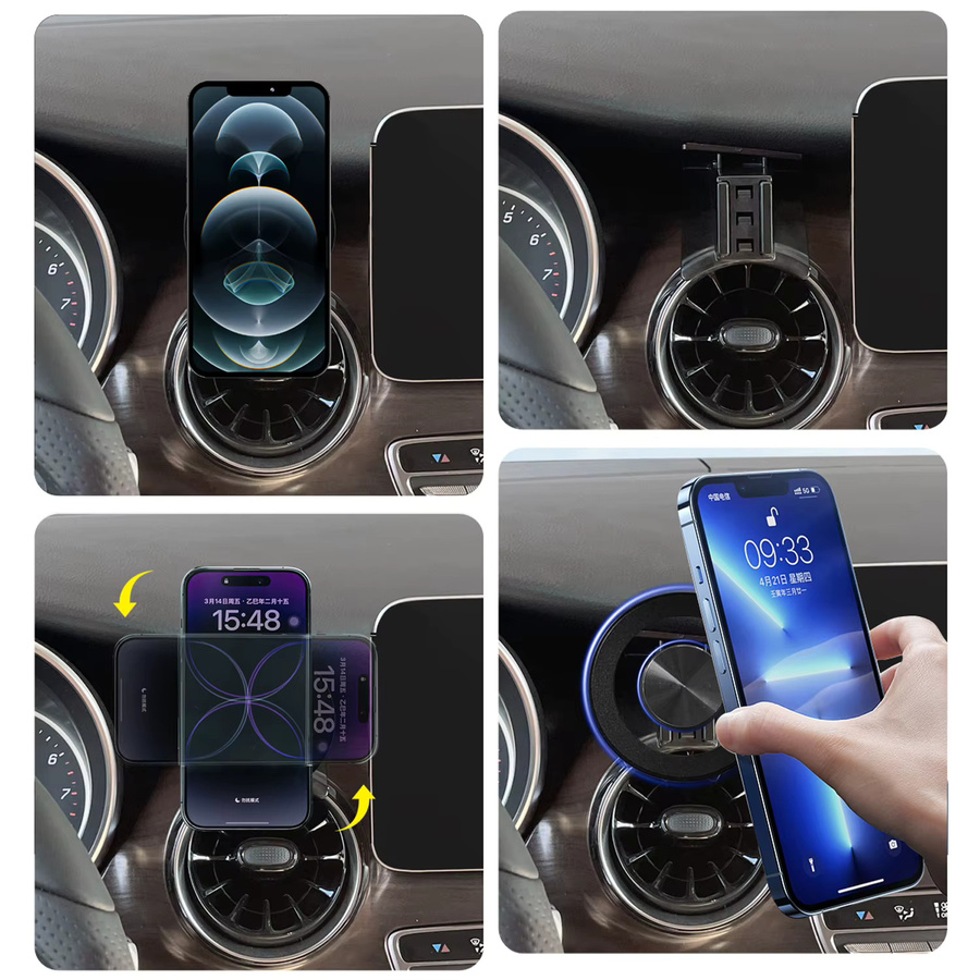 Magnetische Smartphone-Halterung für Mercedes-Benz V-Klasse und Vito (W447) 2015-2023, schwarze Lüftungsschlitz-Halterung für GPS und Mobiltelefone - Bild 2