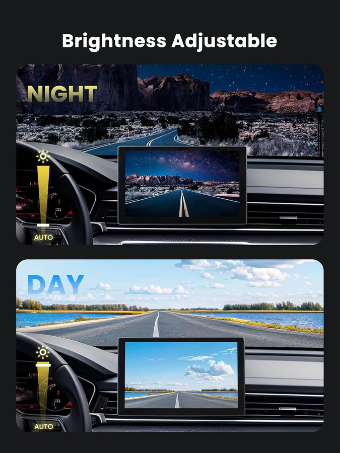 XIMA 7 Zoll Dash Cam mit 4K UHD, Wireless Carplay, Android Auto und GPS Navigation, Dual Objektiv Video Recorder mit Rückfahrkamera, Schwarz - Bild 5