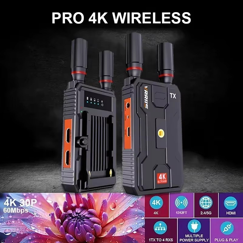 VRRIIS 4K UHD Kabelloser HDMI-Extender Audio-Video-Sender und -Empfänger in Schwarz für Live-Übertragungen bis 400m - Bild 4