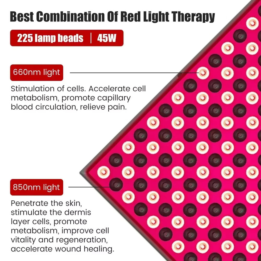 JBMBHC LED-Lichttherapielampe für Gesicht, 660nm & 850nm Nahinfrarot- und Rotlichttherapie - Bild 4