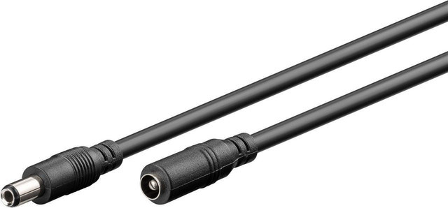 MicroConnect Stromkabel mit Gleichstromstecker 5,5 x 2,5 mm (M) zu Gleichstromstecker 5,5 x 2,5 mm (W), Länge: 10,0 m, Schwarz (MC-DC552510) - Bild 1