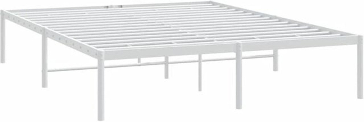 vidaXL Metallbett aus Stahl in Weiß, B/T/H: 140 x 190 cm - Bild 1
