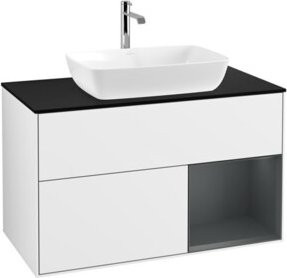 V&B Waschtischunterschrank Finion 100 in Weiß lackiert mit Mittelregal, Breite: 100 cm, Tiefe: 50,1 cm, Höhe: 50,1 cm - Bild 1