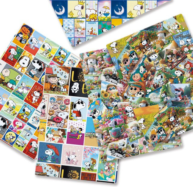 Takara Tomy Snoopy Patchwork-Stoff mit Cartoon-Print für Kinder, Mehrfarbig, B: 140 cm, L: 50 cm - Bild 1