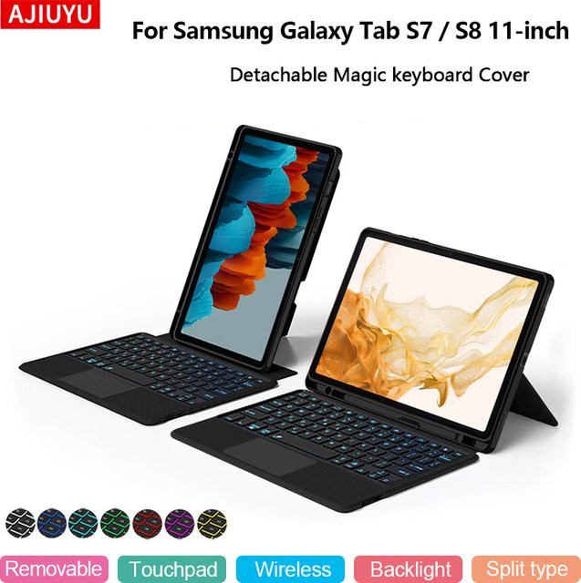 Samsung Galaxy Tab S7 und S8 11 Zoll Touchpad-Tastatur Hülle mit abnehmbarer magischer Tastaturabdeckung in Schwarz - Bild 1